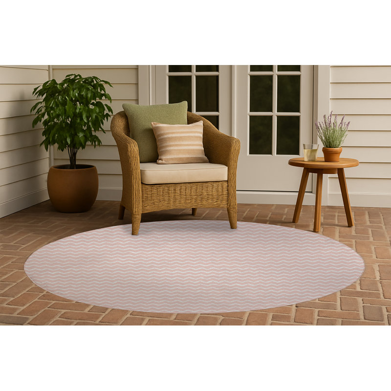 Tapis d'extérieur à motif de chevrons antidérapant, Rond 5 pi