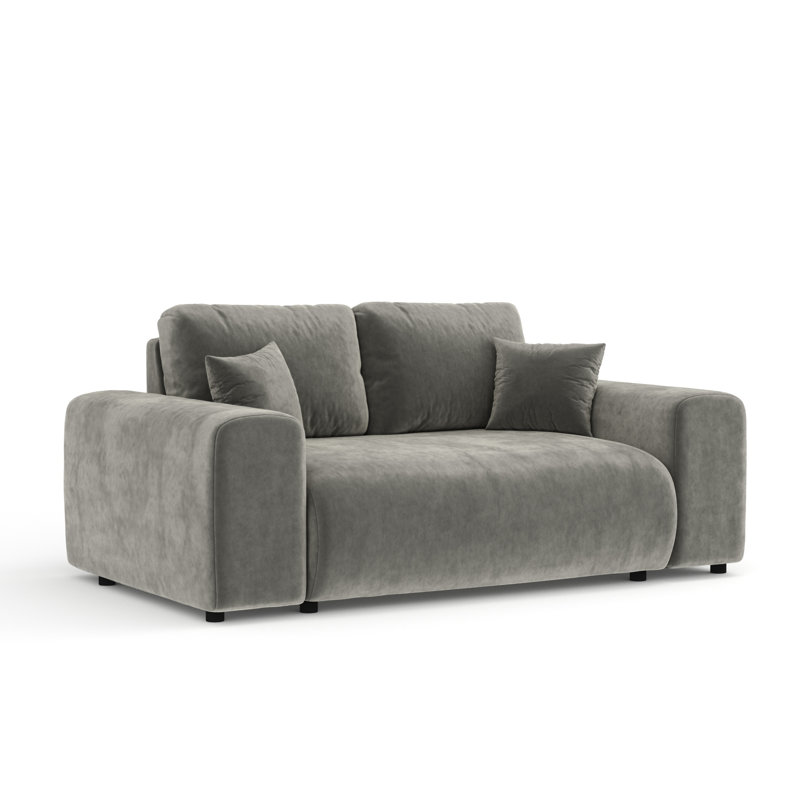 Two-seater square arms loveseat sofa, Grey
