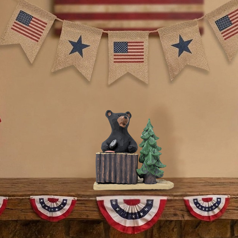 PolyResin Bear Chef Figurine with BBQ Grill Rustic Cabin Decor