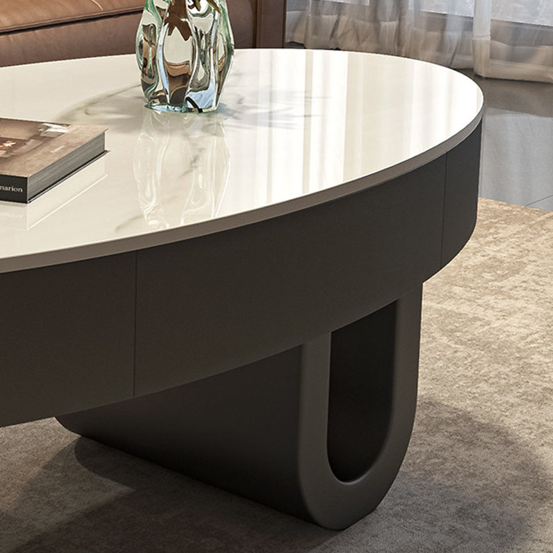 Table basse italienne de luxe moderne, H 16,53 po x L 39,37 po x l 21,65 po, Blanc