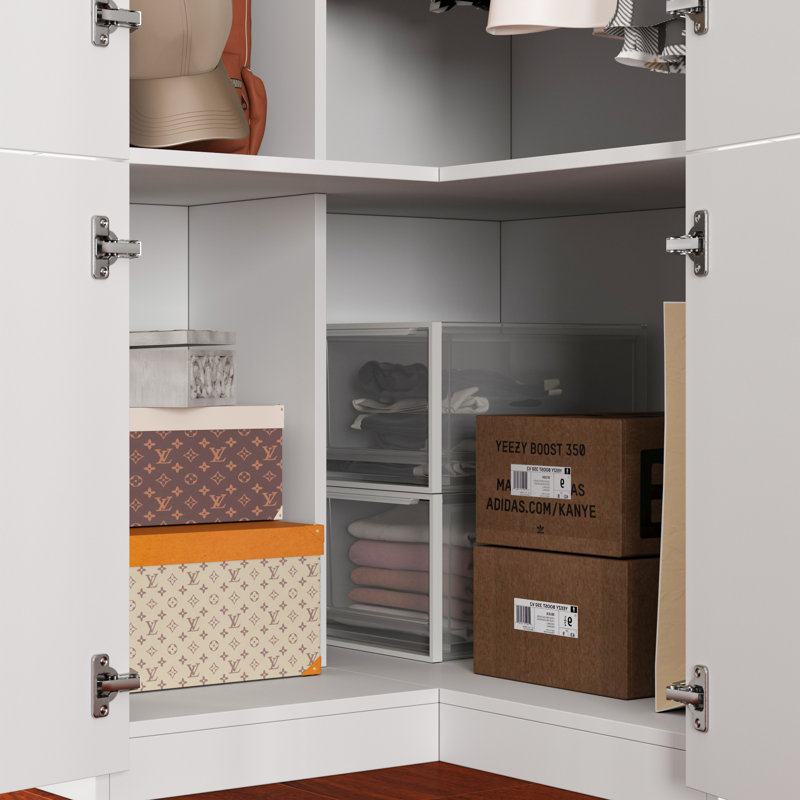 L-Shaped Corner Wardrobe With Top Cabinet