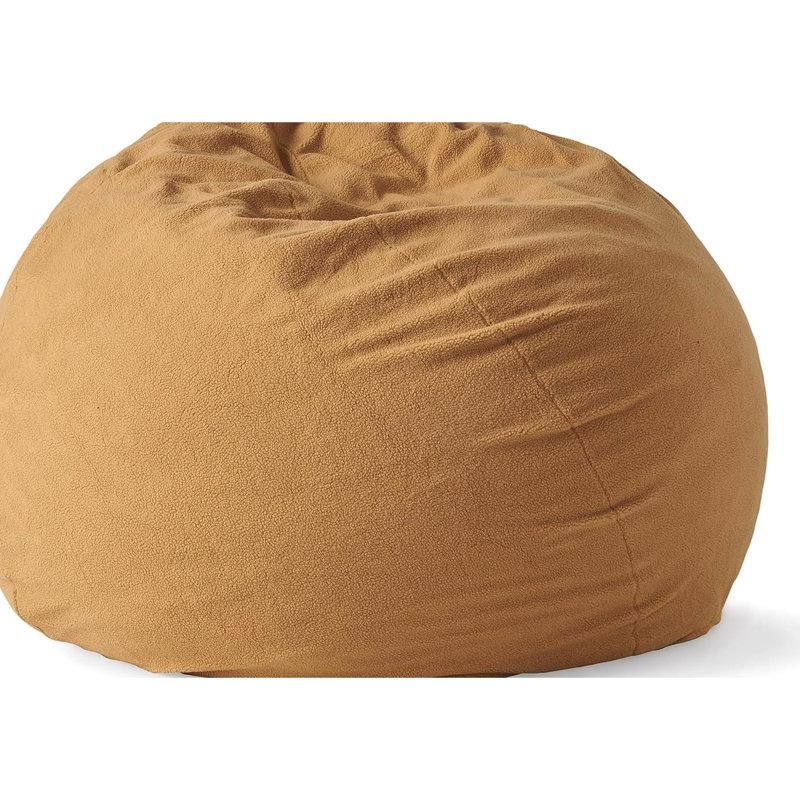 Fauteuil à billes jaune avec mousse haute, housse en microsuède amovible de 5 pieds, parfait pour le repos dans la chambre à coucher et le fauteuil confortable, déchiqueté Great Peaceful Time