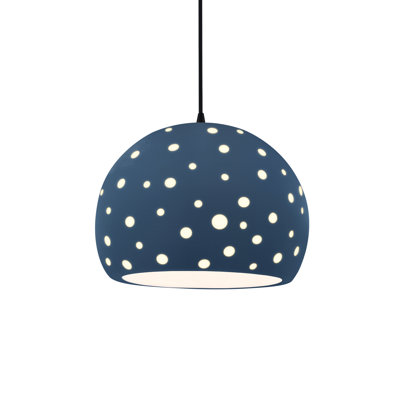 Luminaire suspendu sphère 1 lumière perforée - ciel de minuit - noir mat - l 12,25 po x H 9,25 po - ampoule remplaçable - cordon noir