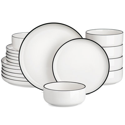 18 Piece Porcelain China Dinnerware Set - Service for 6