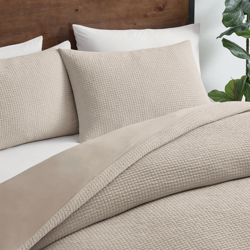 Ensemble de couette Brookstone CoolTouch Puff Grid, grand lit/très grand lit, lin, Queen Comforter + 2 Standard Shams