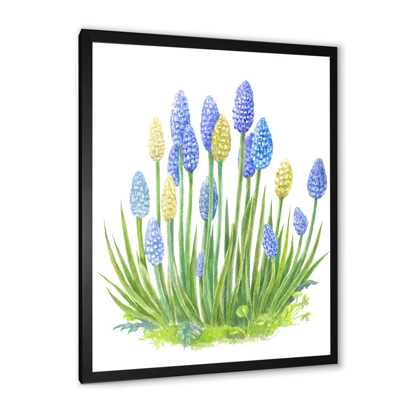 Blooming Blue Wildflowers - Peinture sur toile, Cadre noir, H 20 po x l 12 po x P 1 po