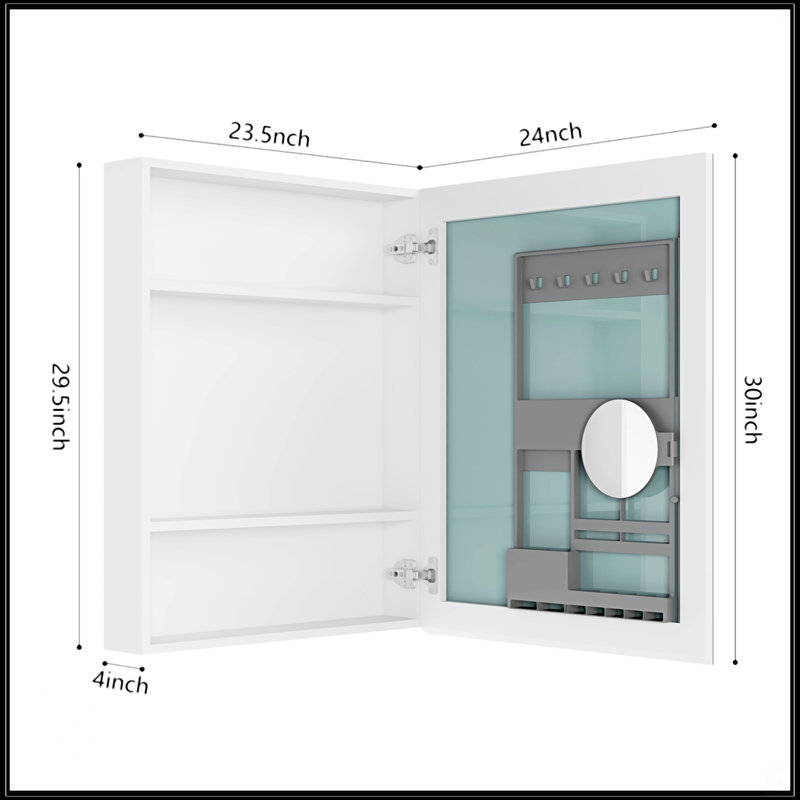 Pharmacie à miroir sans cadre l 24 po x H 30 po