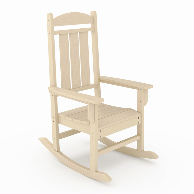 Chaise berçante d'extérieur beige - Fauteuil de jardin classique