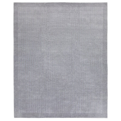 Handmade Linen and Silk Striped Area Rug