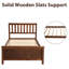 Lit plateforme simple en bois avec tête de lit, pied de lit et lattes de bois, noyer
