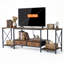 Meuble télé industriel brun rustique industriel avec 2 tiroirs en tissu et tablettes ouvertes pour le salon et la chambre à coucher-118661907