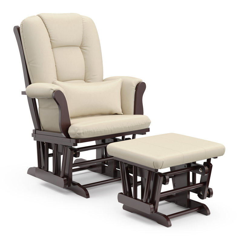 Tuscany Rocking Chair Glider with Ottoman, Espresso, Beige