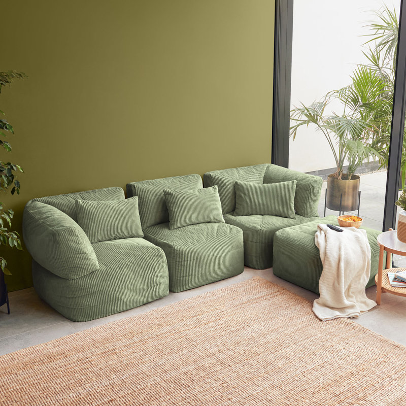 Corduroy Bean Bag Set, Sage Green