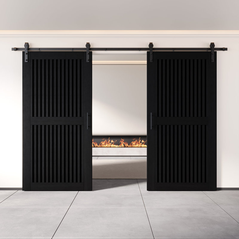 Portes de grange verticales à rayures verticales non assemblées et non assemblées 40 po x 80 po Homacer, 40" x 80"