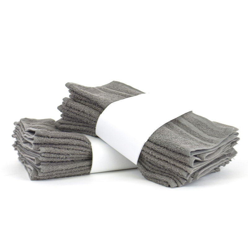 Ensemble de serviettes 24 débarbouillettes 100% coton, Gris