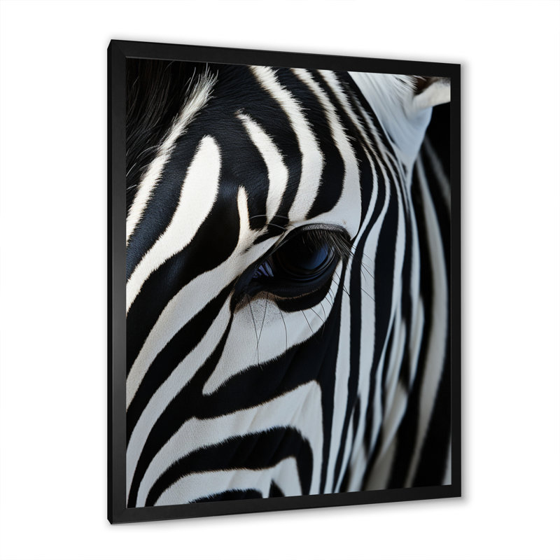 Portrait de zèbre noir et blanc II encadré sur toile, Noir, H 20 po x l 12 po x P 1 po