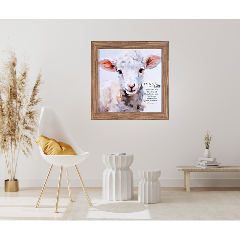 Art mural encadré «Lamb Tends Her Flock»