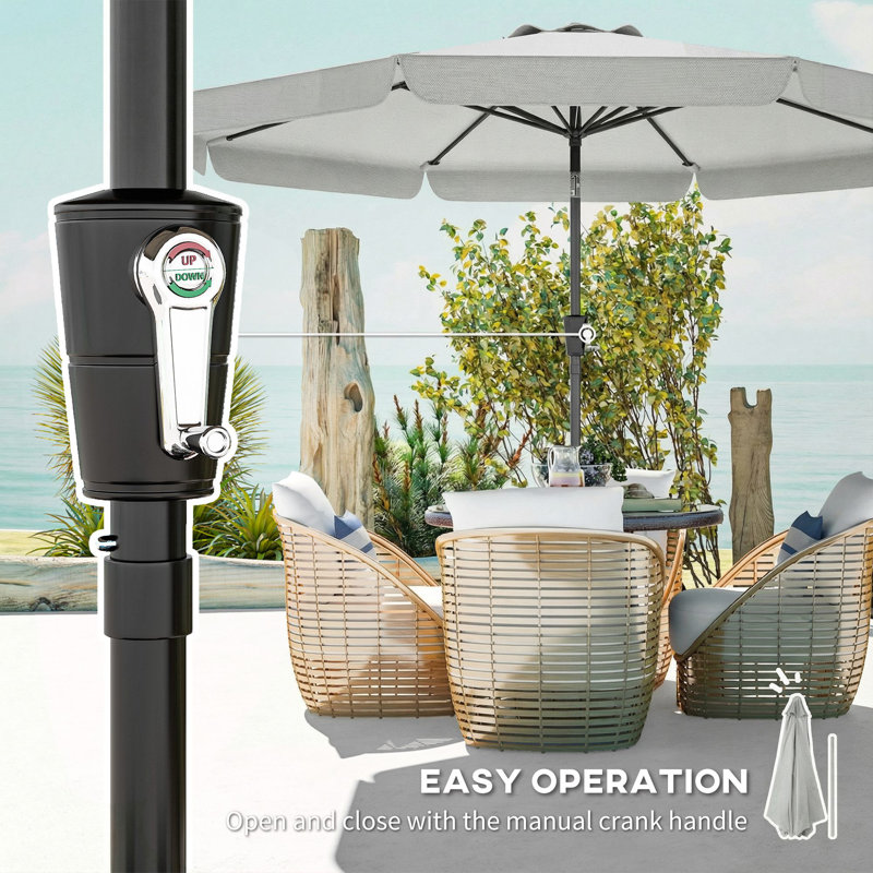 295cm Market Parasol, Grey