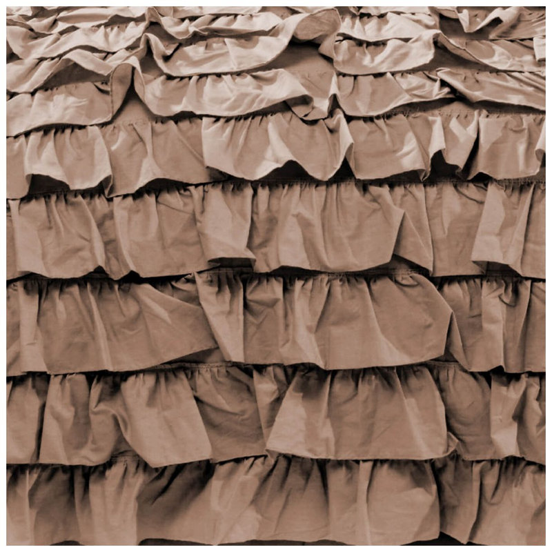 400TC Sateen Solid Cotton Waterfall Ruffle Duvet Cover Set, Taupe, King Duvet Cover + 2 Shams