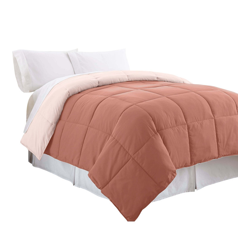 Édredon réversible en microfibre, Orange, Édredon simple