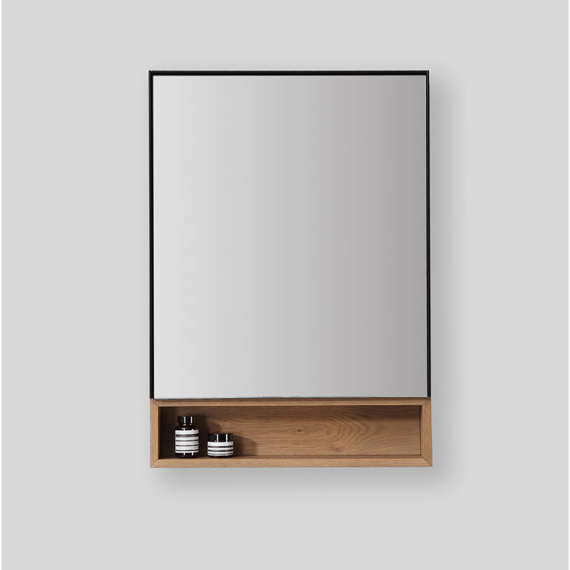 Bergen 24" Medicine Cabinet, Matte Black/Pecan Oak
