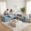 Canapé modulaire moderne avec repose-pieds en velours de performance en forme de L avec sièges profonds 6 pièces Modern-1283555353
