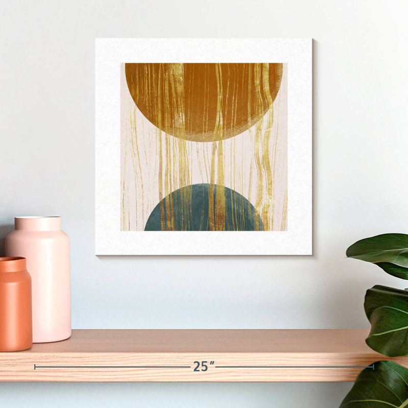 Avery Geometric Gold Drips I, 16" H x 16" W