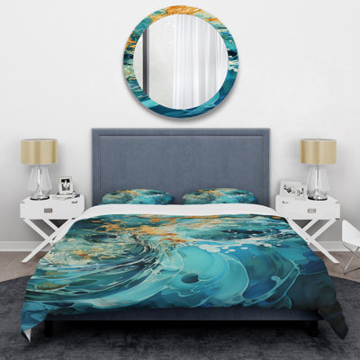 Ensemble de housse de couette Aqua Dream Rush Flow 3 - Abstract Collages
