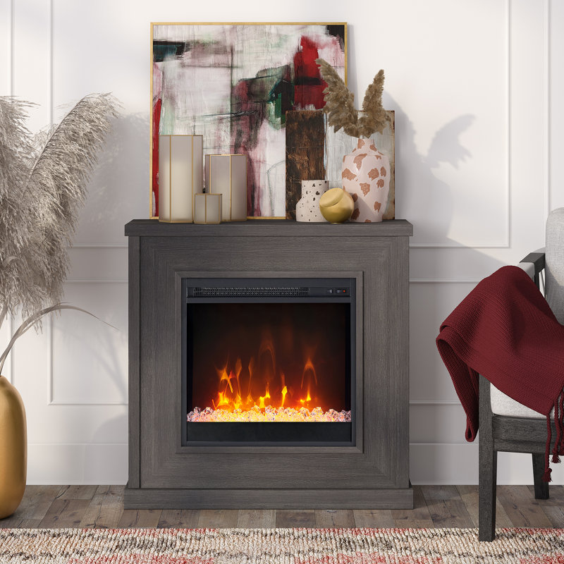 Santos 30'' W Electric Fireplace with 4777 BTU, Charcoal Gray