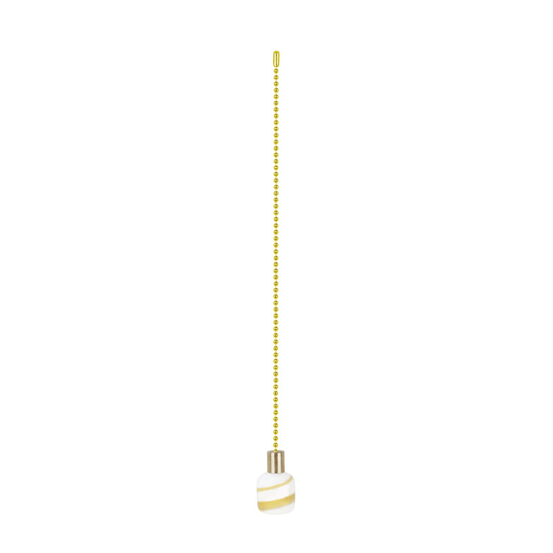 Aspen Creative 20509-11, 12" Cream With Yellow Line Glass Knob With Pull Chain In Copper