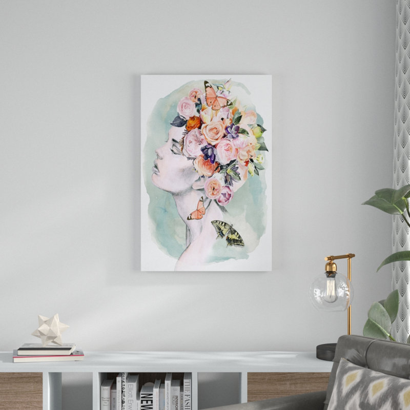 Floral Locks I - Painting on Canvas, 91cm H x 61cm W, Wrapped Canvas