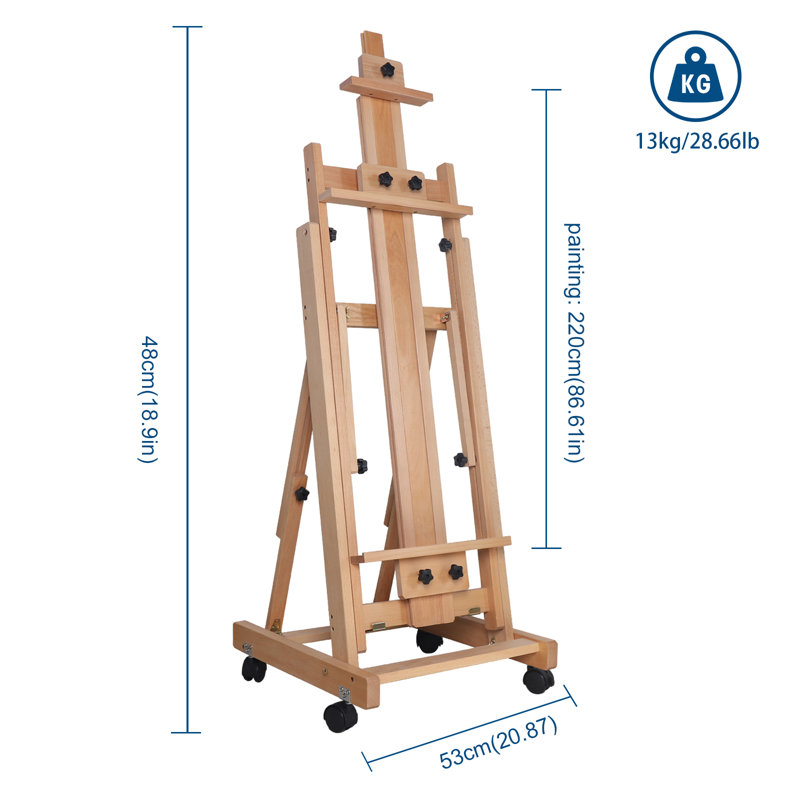 DENFER Folding Adjustable Solid Wood H-Frame Easel