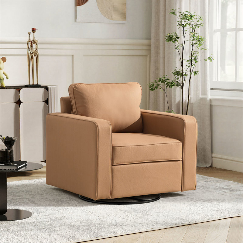 Fauteuil d'appoint pivotant moderne avec rangement de 33,5 po de largeur, Ambre