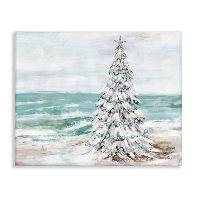 «Snowy Christmas Tree on Beach», art mural sur toile par Amanda Hilburn