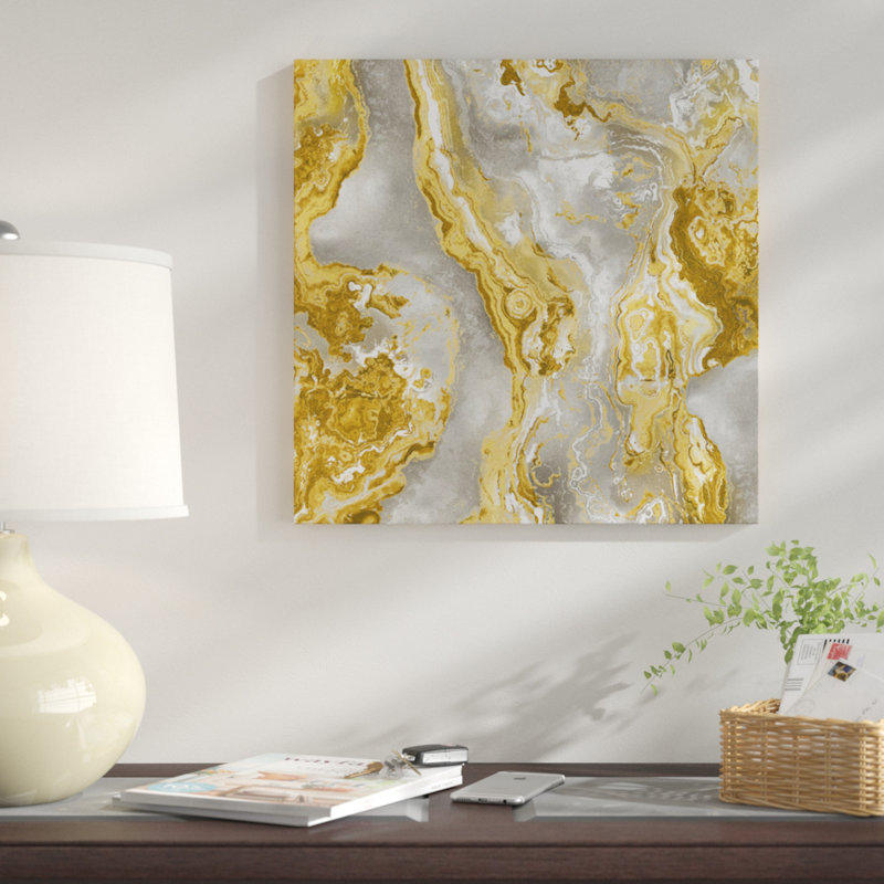 «Onyx Golden», impression sur toile, H 12 po x l 12 po x P 1,5 po, Pas de tapis, Toile tendue