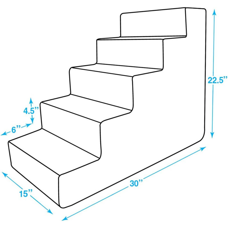 Escalier pour animal 5 marches Emreigh, H 22,5 po x l 15 po x P 30 po, Beige