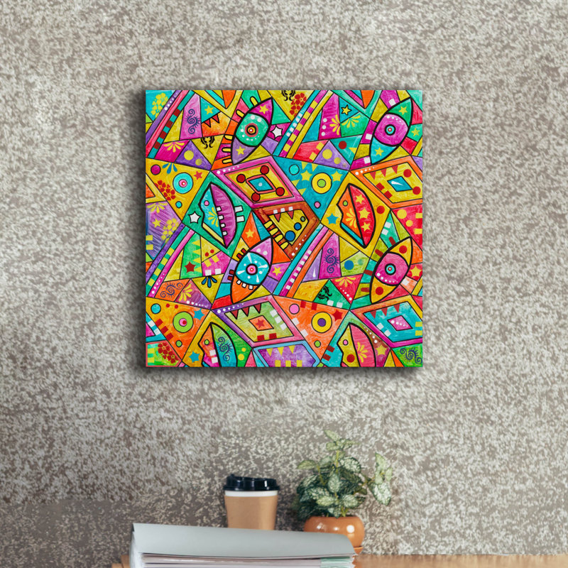 «Geometric Eyes And Lips» par Dean Russo, H 18 po x l 18 po x P 0,75 po