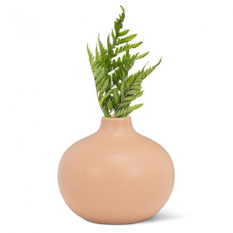 Ball Bud Vase, Tan, 3" H x 3.50" W x 3.50" D