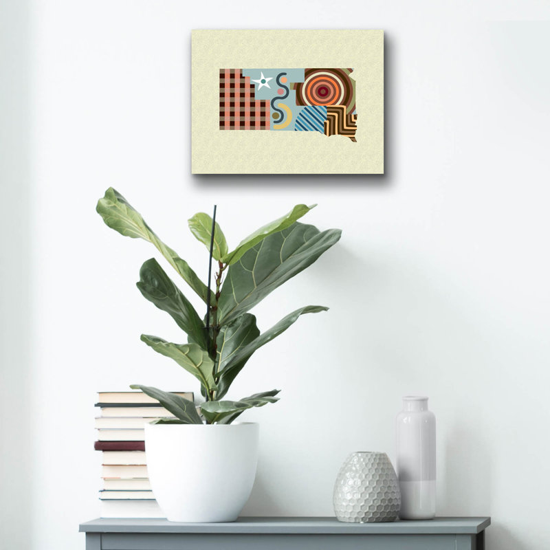«South Dakota State Map» par Lanre Adefioye, art mural en verre acrylique, H 12 po x l 16 po x P 0,13 po