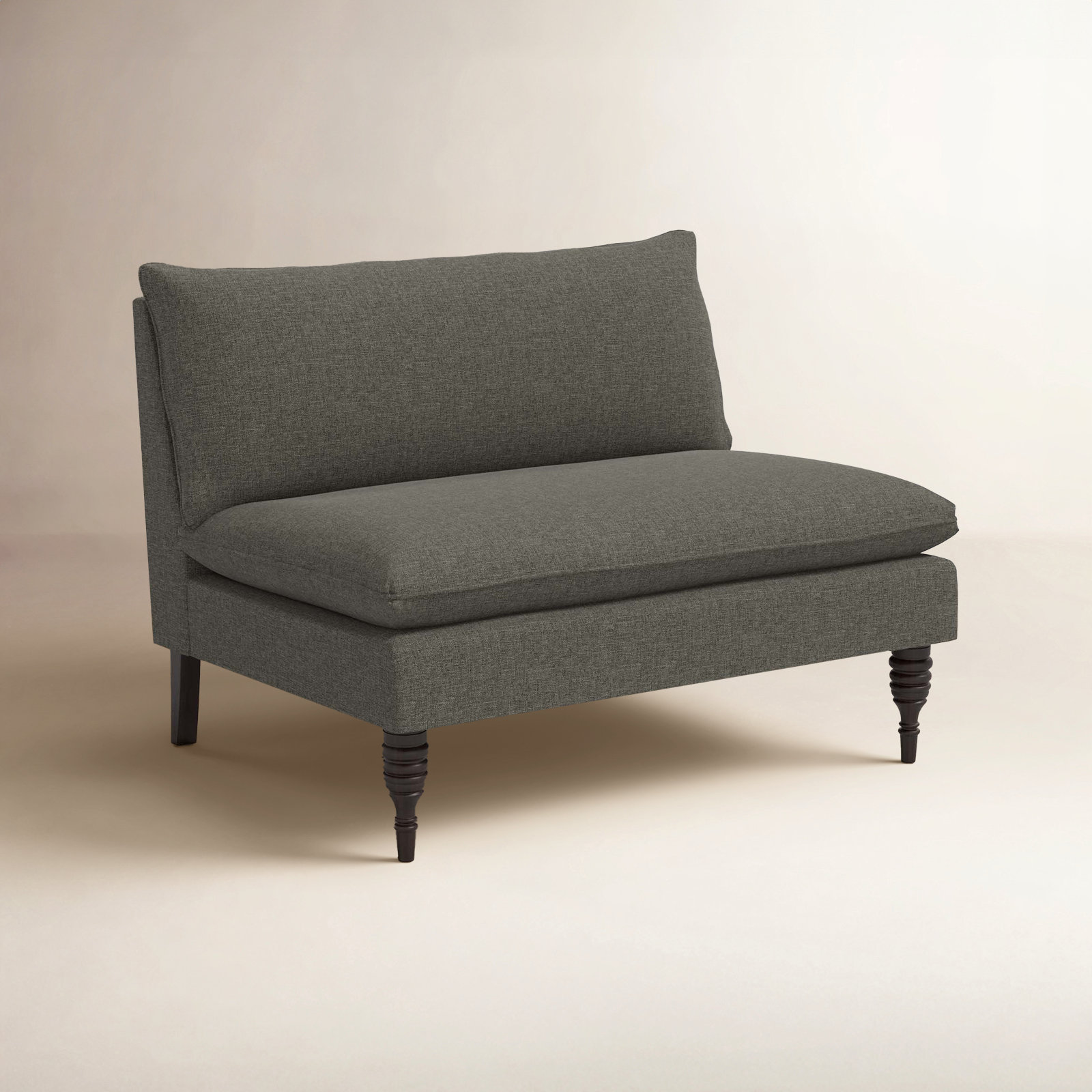 Varick 47'' Upholstered Settee, Zuma Charcoal Textured Linen