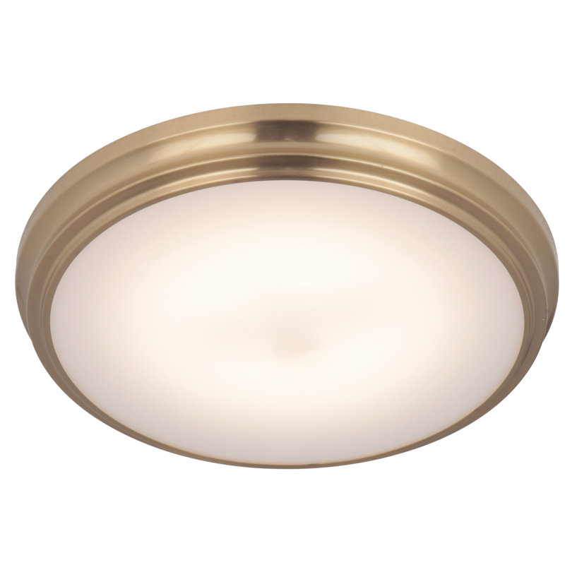 Plafonnier encastré 1 lumière DEL , Laiton satiné, H 1,13 po x l 11 po x P 11 po