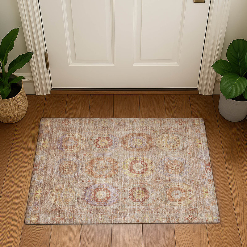 Premium Machine Washable Mayfield AMF2227 Panel Rug, 1'8" x 2'6", Khaki