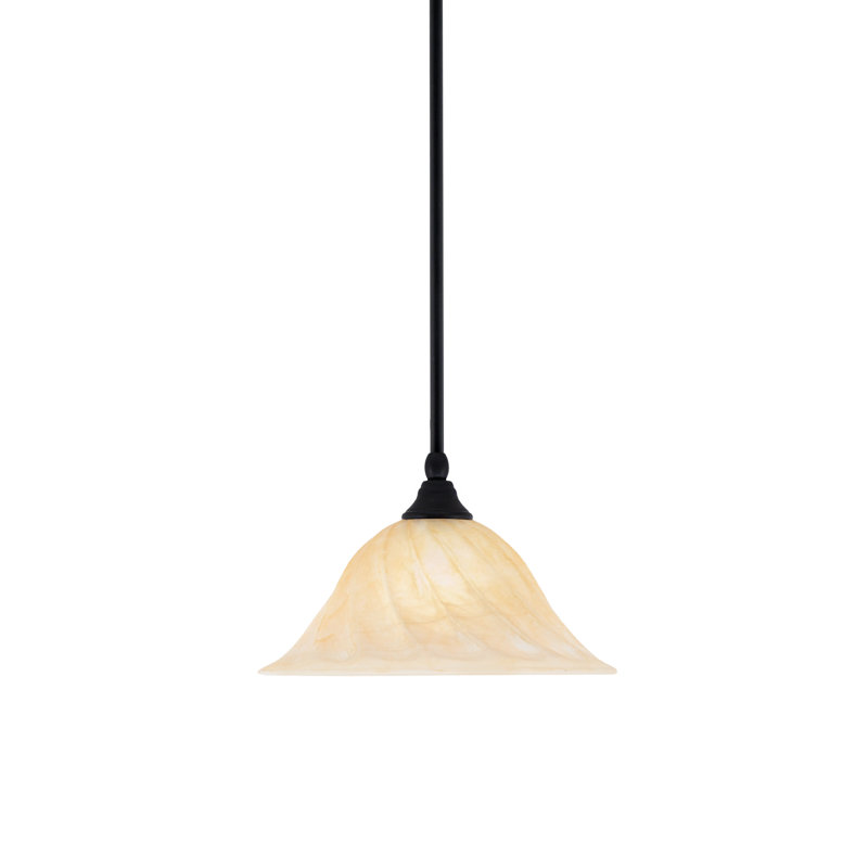 Mini-luminaire suspendu à tige, Noir mat, Crème, crème