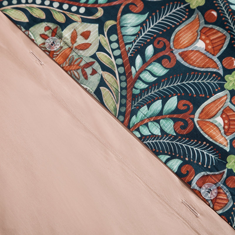 Bohemian Sateen Damask Duvet Cover, Queen Duvet Cover + 2 Shams