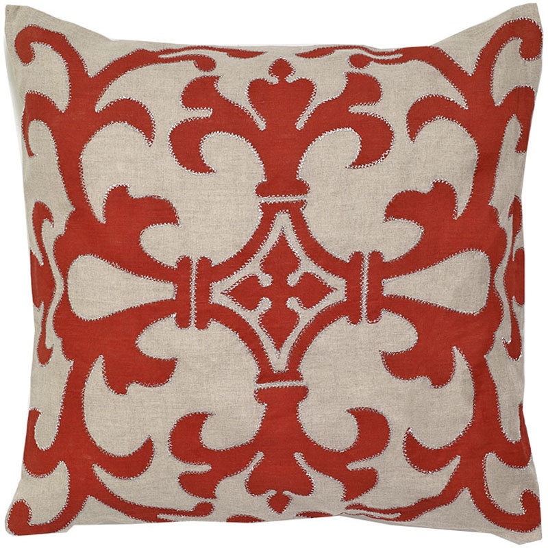 Housse de coussin carré en lin Cybele, Orange