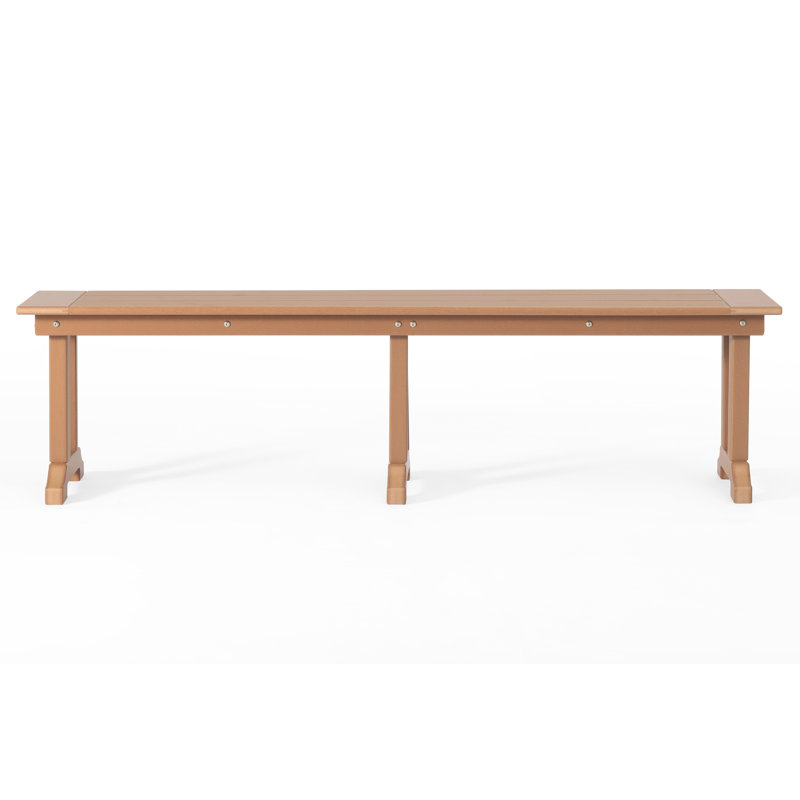 Outdoor All-Weather HDPE Dining Bench, Teak