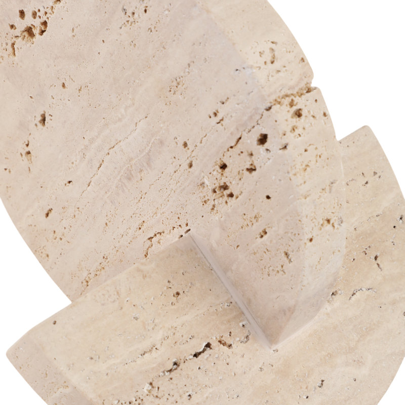 Modern Geometric Travertine Stone Sculpture Abstract Decorative Accent for Shelves, Mantels, and Tabletops - Handcrafted Minimalist Art Piece Contemporary Home and Office Decor Statement