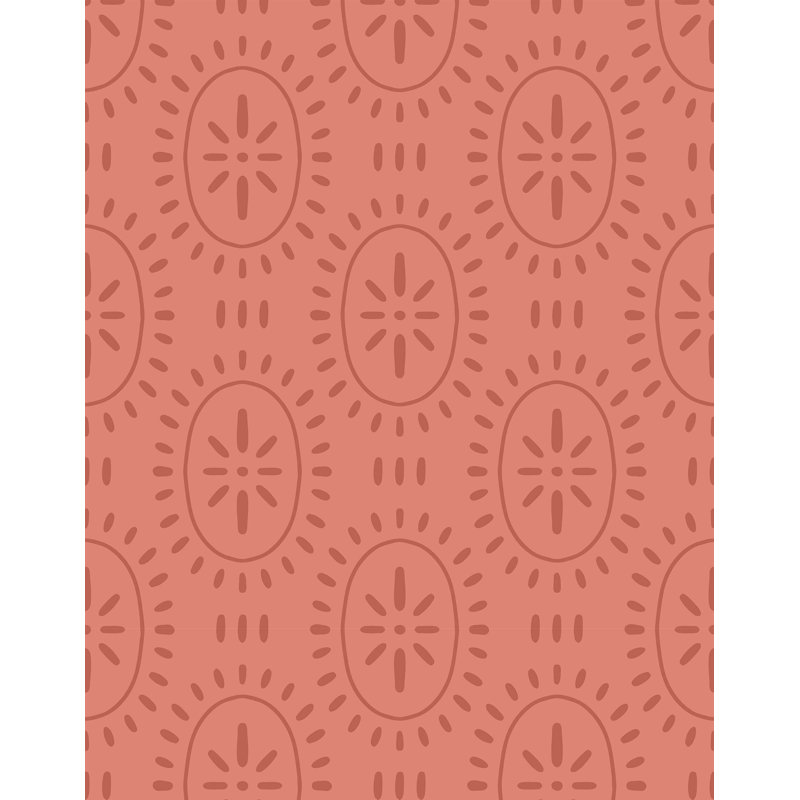 Sun Motif Pattern Wallpaper, Red