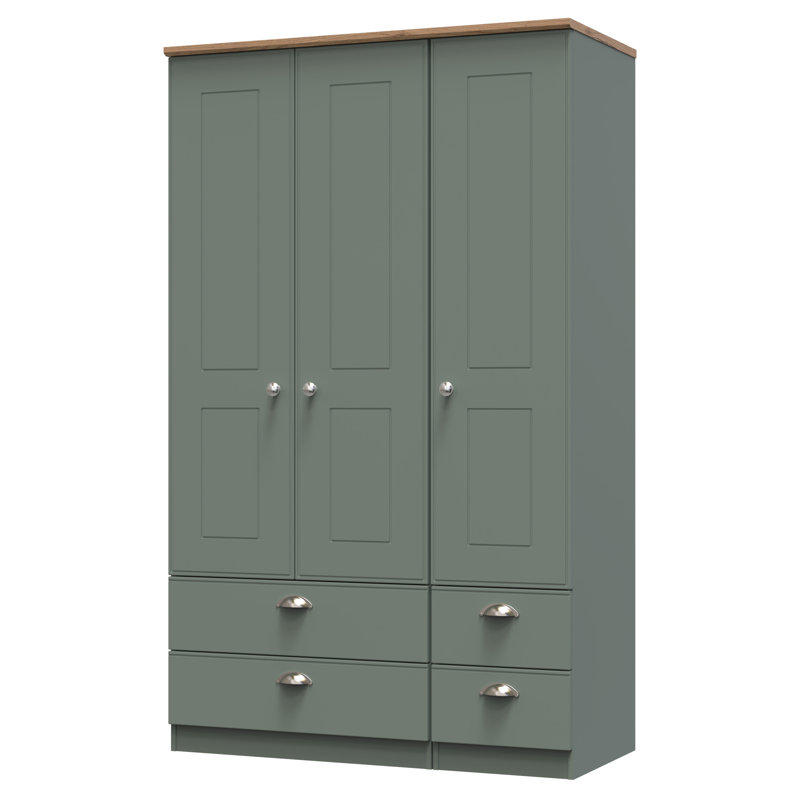 Conners Tall Triple 4 Drawer Wardrobe , Reed Green/Riviera Oak