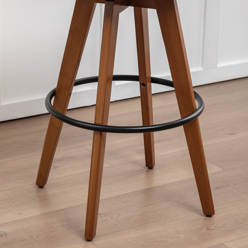 Swivel Upholstered Counter Stool, Beige, Bar Stool (29.92" Seat Height)